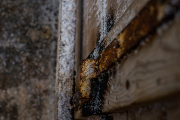 Detail in old still working sea salt pans in Ston, Peljesac peninsula, Dalmatia, Croatia