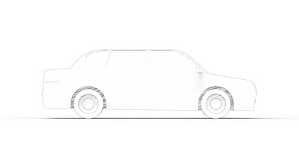 3d rendering of a sedan car model isolated in studio background
