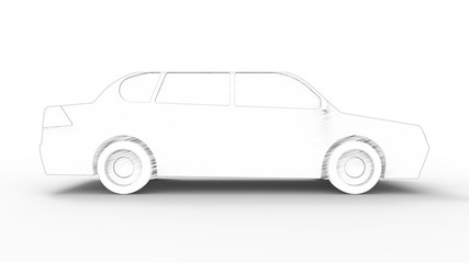 3d rendering of a sedan car model isolated in studio background