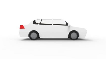 3d rendering of a sedan car model isolated in studio background