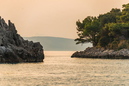 Divna Beach on sunset, Peljesac peninsula, Dalmatia, Croatia