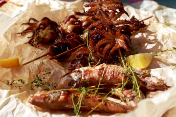 Grilled octopus and fish