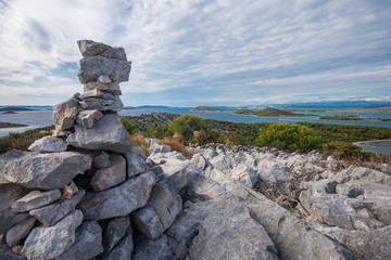 Idilic view on the mediterranean sea, Murter, Dalmatia, Croatia