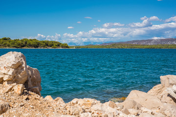 Fototapeta na wymiar Idilic view on the mediterranean sea, Murter, Dalmatia, Croatia