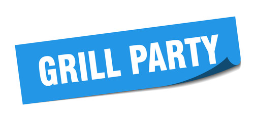grill party sticker. grill party square isolated sign. grill party