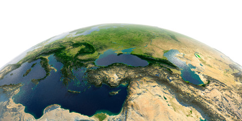 Fototapeta premium Detailed Earth on white background. Middle East countries