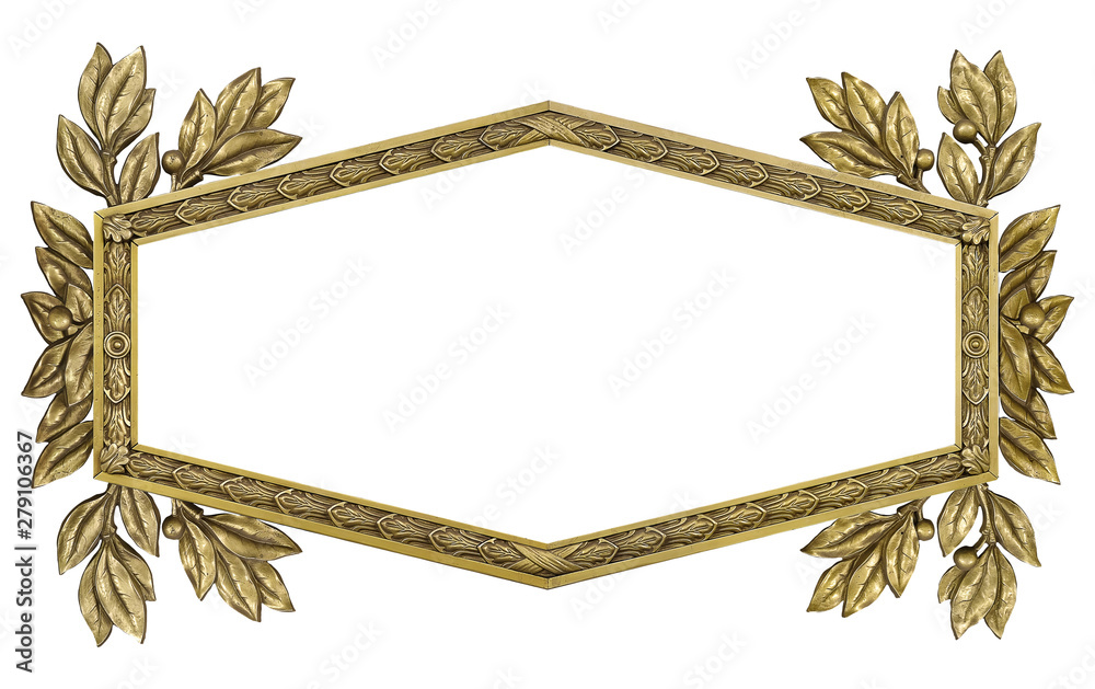 Wall mural golden frame for paintings, mirrors or photo isolated on white background