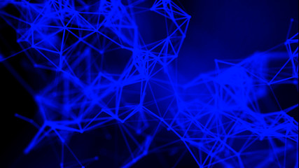 Background with connecting dots and lines. Big data visualization. 3d rendering.