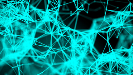 Background with connecting dots and lines. Big data visualization. 3d rendering.