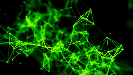 Background with connecting dots and lines. Big data visualization. 3d rendering.