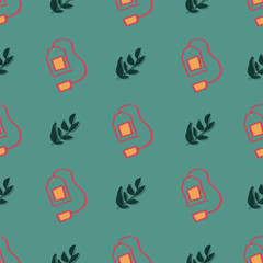 tea bag leaves seamless repeat pattern design