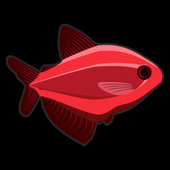 Red fish on black background