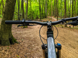 MTB bicycle on the trail in the spring season