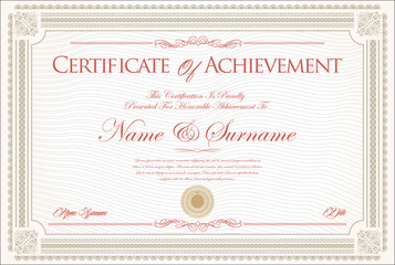 Certificate or diploma retro vintage design - obrazy, fototapety, plakaty