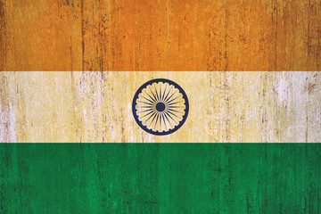 Fototapeta na wymiar India flag background in vintage style