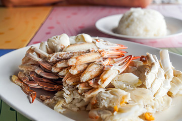 fresh cooked crab meat seafood