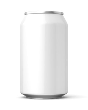 3d rendered glossy white 330ml can on a white background.