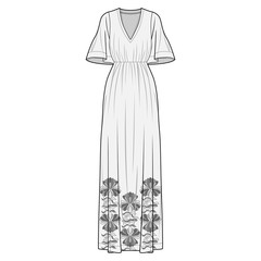 Dress fashion flat sketch template