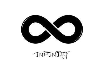 Infinity Icon - Black Vector Illustration - Isolated On White Background