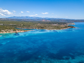 Naklejka na ściany i meble Aerial Drone view from South of Corsica, France