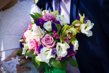 bridal bouquet of white roses