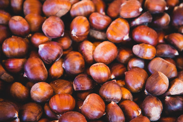 Top view of chestnuts