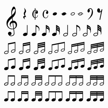 Set of Music notes. Vector illustration.