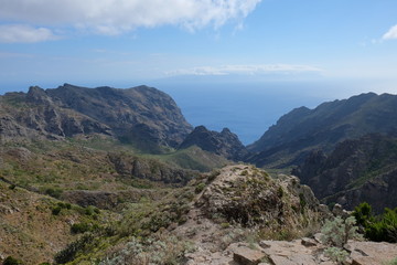 Green mountain cliffs with sea on the background (Tenerife - SPAIN)
