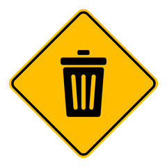 Abfalleimer und Schild