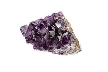 Amethyst Crystal Druse  macro mineral on white background close up