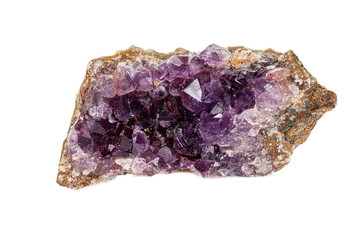 Fototapeta premium Amethyst Crystal Druse macro mineral on white background