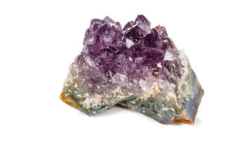 Amethyst Crystal Druse  macro mineral on white background
