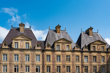 Fototapeta na wymiar monumental buildings on square Place Ducale. Charleville Mezieres, France 