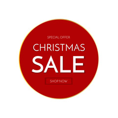 Christmas sale banner. Christmas sale phrase on red background.