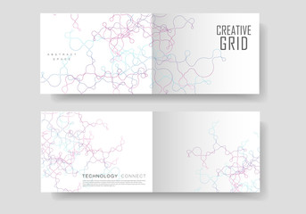 Abstract geometric brochure background with connected lines and dots