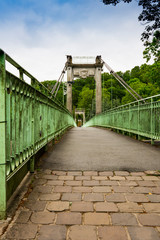 suspension bridge over river Meuse. Charleville Mezieres, France
