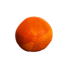 Obraz premium Old red leather ball isolated on white background. Rufous ball