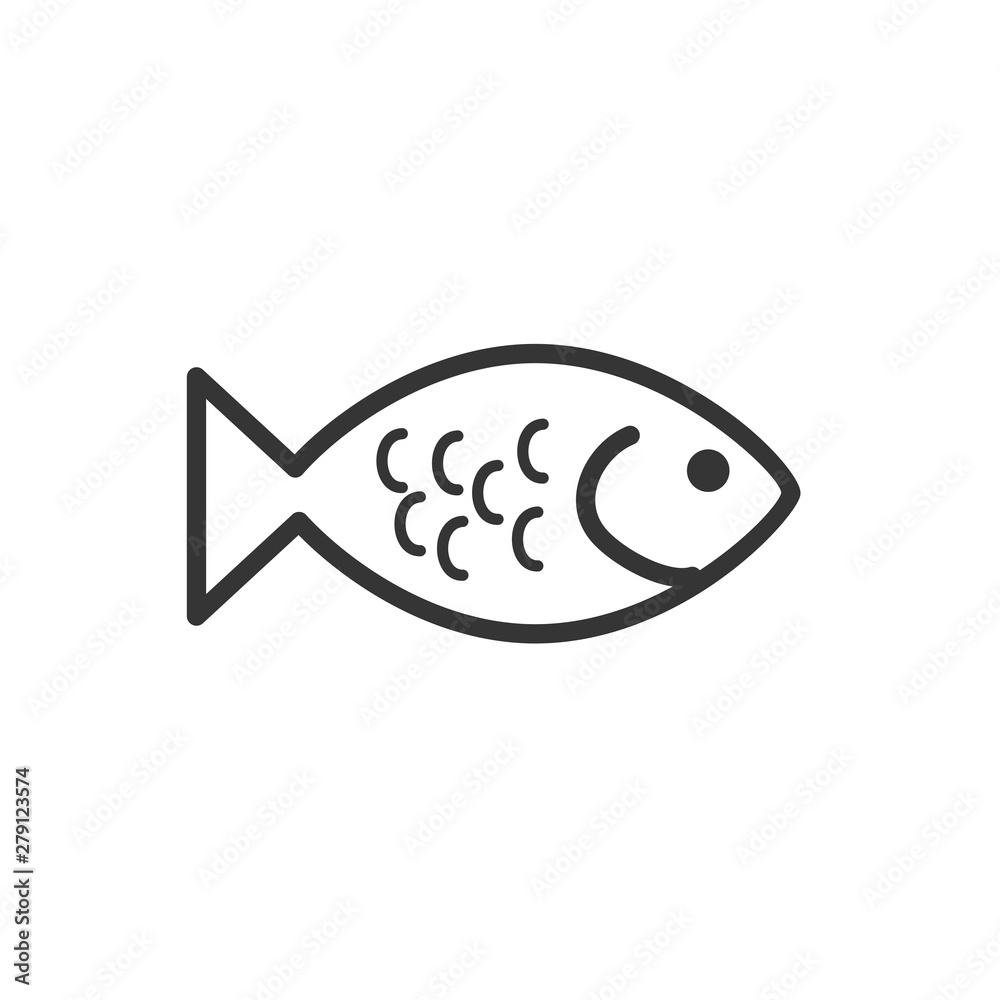 Poster Fish icon template color editable. Fish symbol vector sign isolated on white background. Simple logo vector illustration for graphic and web design.