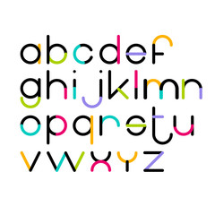 Vector modern geometric circle based lowercase letters font
