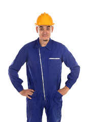 Construction worker with yellow helmet