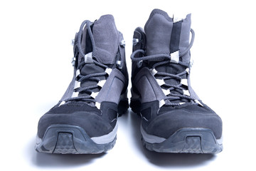 Hiking shoes isolated on white background. Trekking boots
