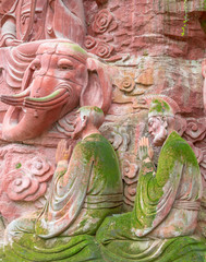 The Cliff Stone Carvings of The Emei Mountain, China, on the Sagamuni Buddha