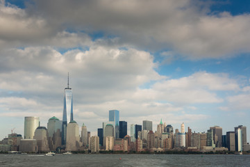 Fototapeta premium A view of Lower Manhattan from Liberty State Park