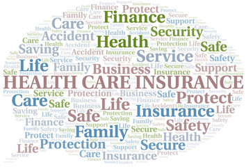 Obraz premium Health Care Insurance word cloud vector made with text only.