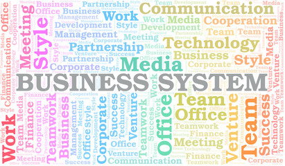 Obraz premium Business System word cloud. Collage made with text only.