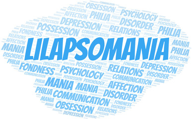 Obraz premium Lilapsomania word cloud. Type of mania, made with text only.