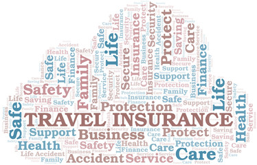 Obraz premium Travel Insurance word cloud vector made with text only.