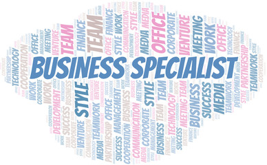Fototapeta premium Business Specialist word cloud. Collage made with text only.