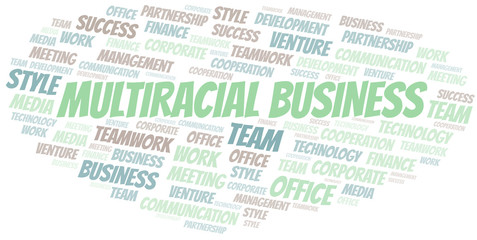 Obraz premium Multiracial Business word cloud. Collage made with text only.