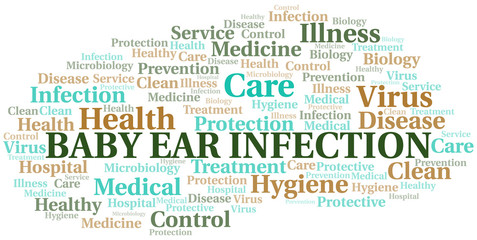 Baby Ear Infection word cloud vector made with text only.
